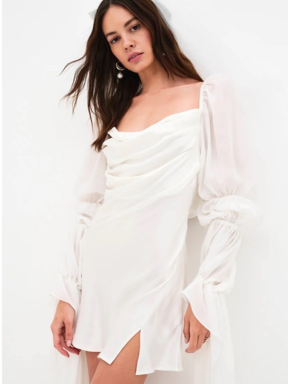 For Love and Lemons Willow satin bridal wedding mini dress party XS NWT Flaws